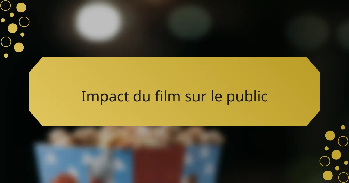 Impact du film sur le public