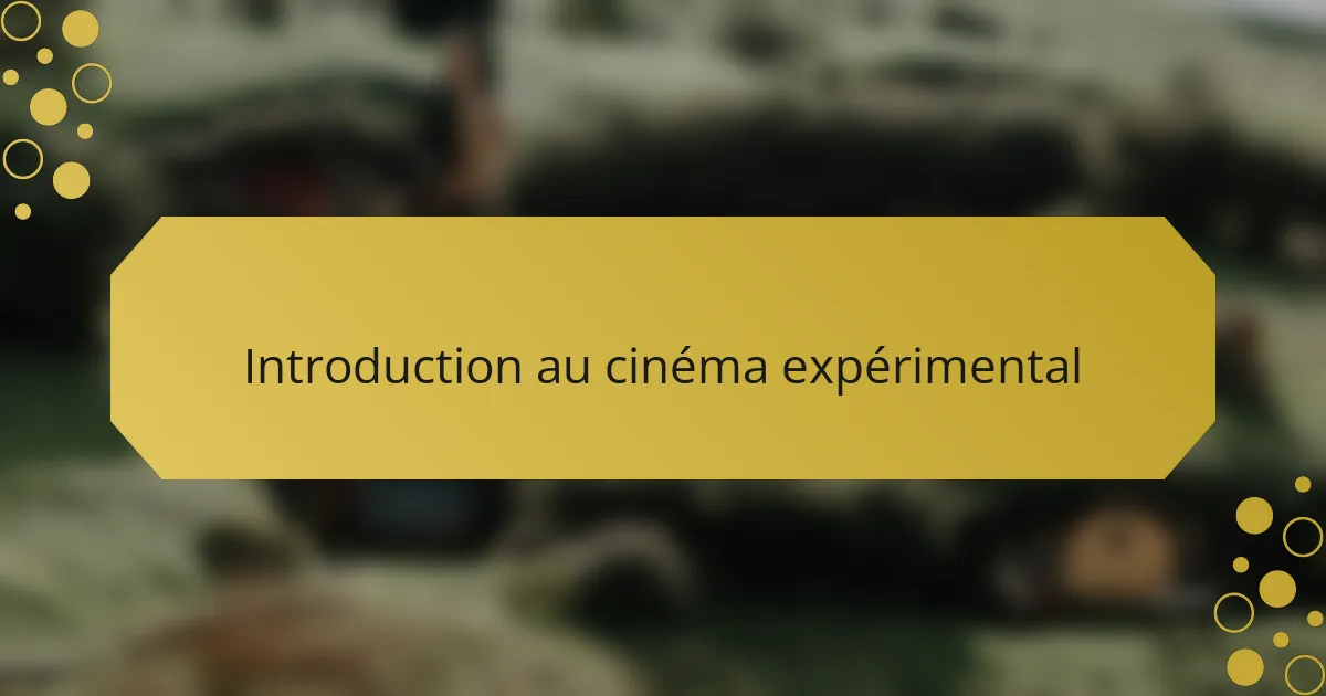 Introduction au cinéma expérimental