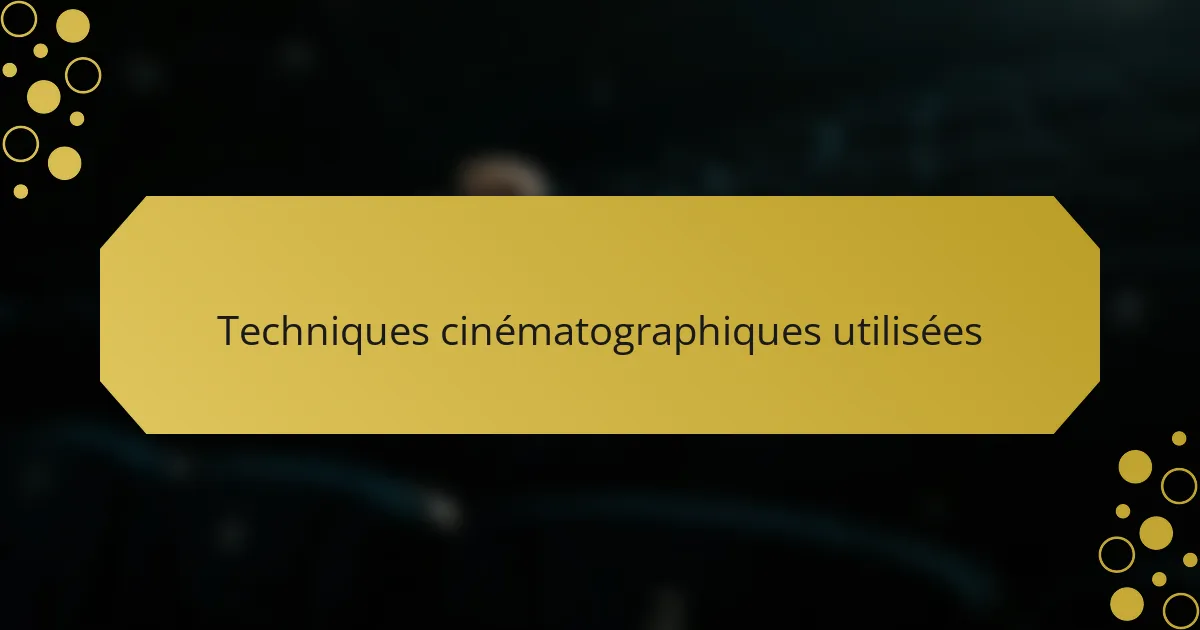 Techniques cinématographiques utilisées
